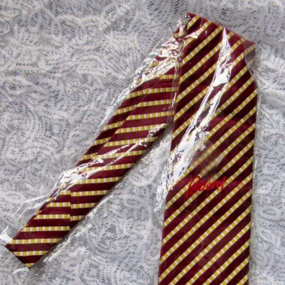 🆕BRIONI Gold/Red Geometric Striped Silk LUXURY Tie HANDMADE ITALY - Picture 1 of 10